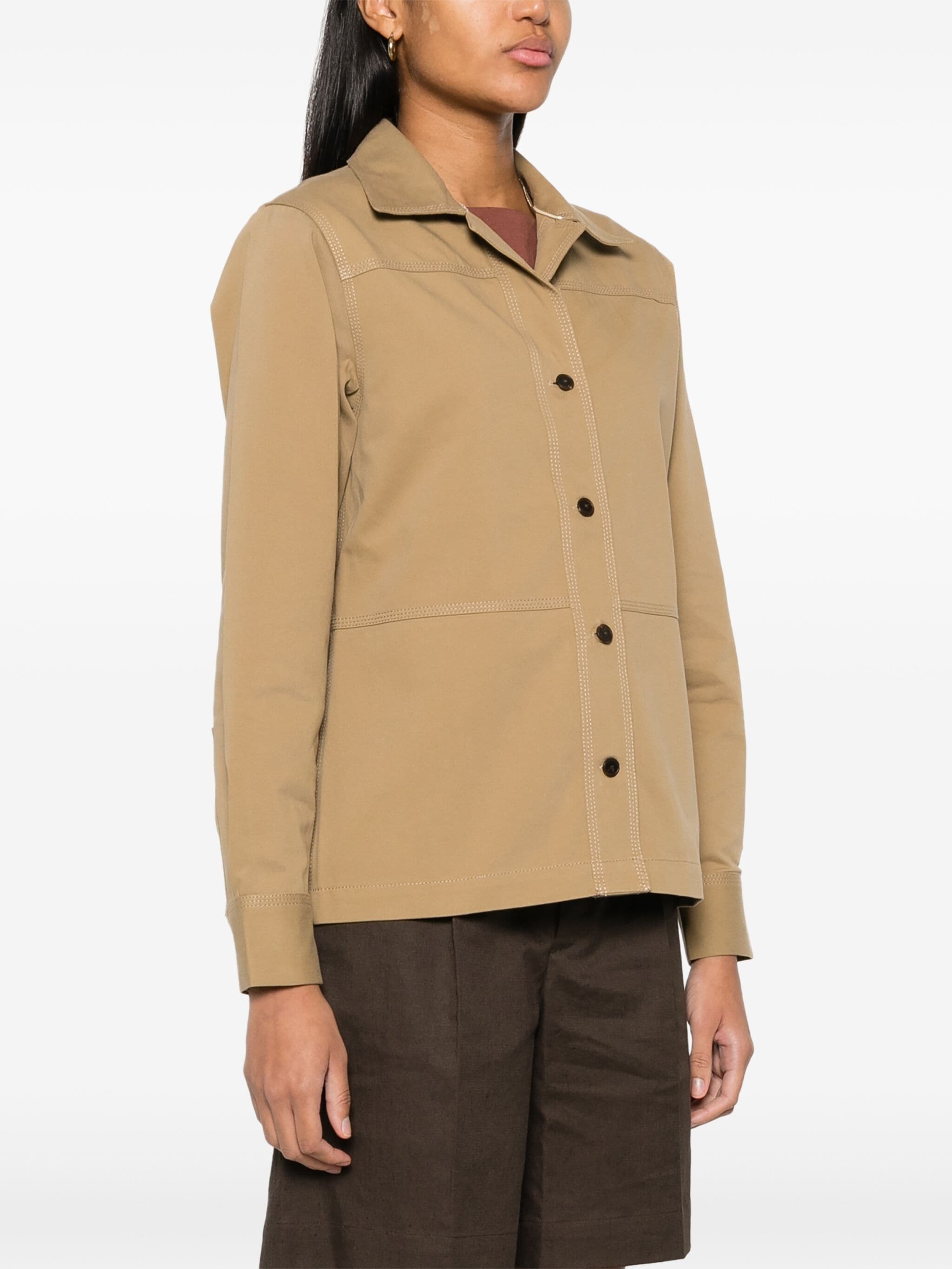Shop Closed Panelled Twill Shirt Jacket In Nude