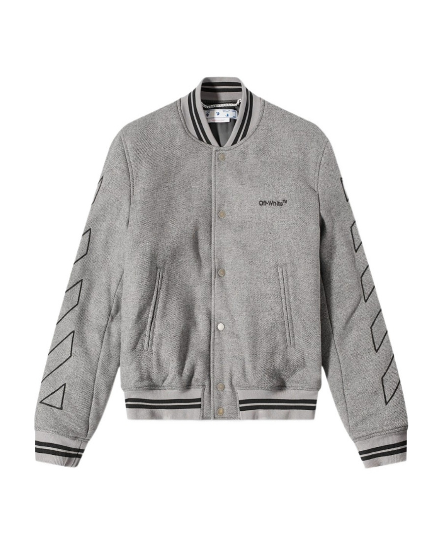 Off-white Diag-stripe Bomber Jacket In Gray