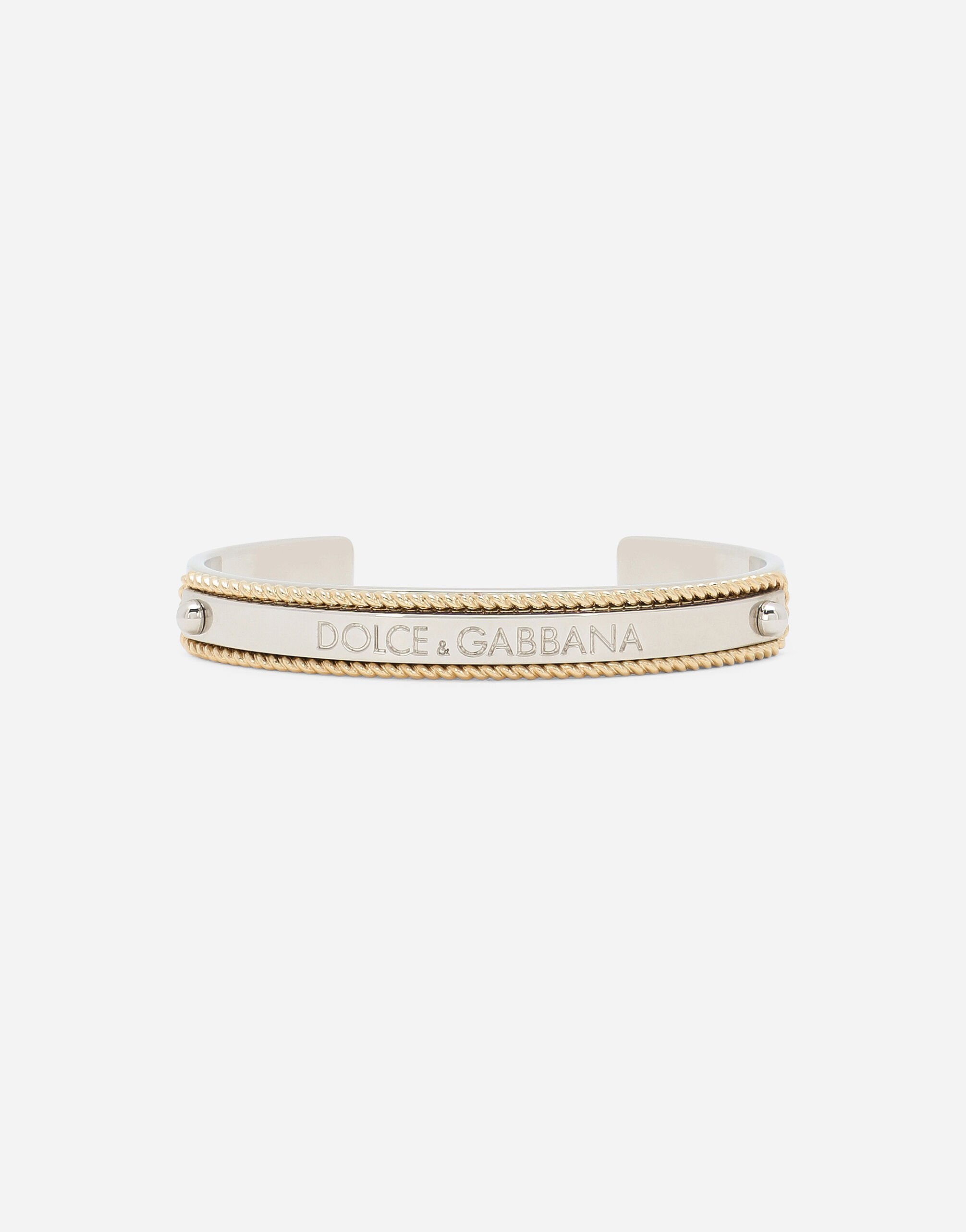 Dolce & Gabbana Marina Logo-engraved Cuff Bracelet In White