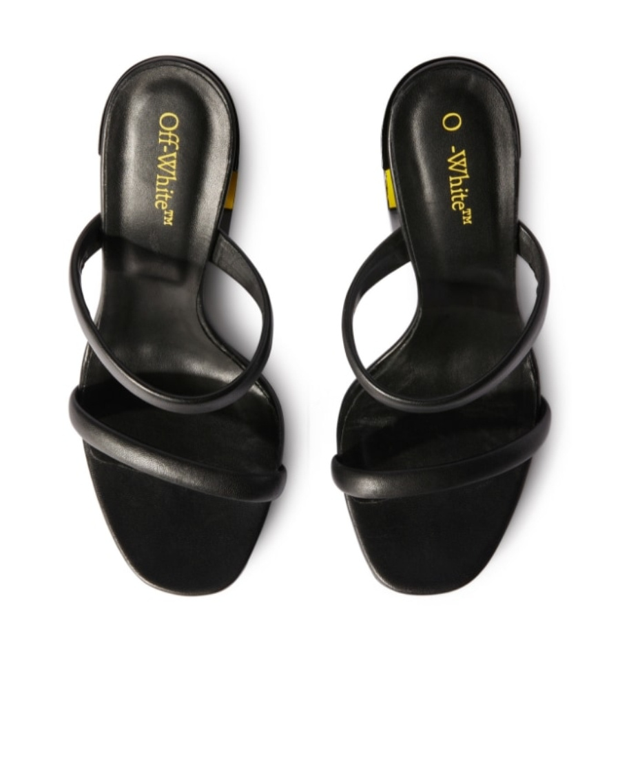 Off-white Tonal Meteor Block Leather Mules In Black