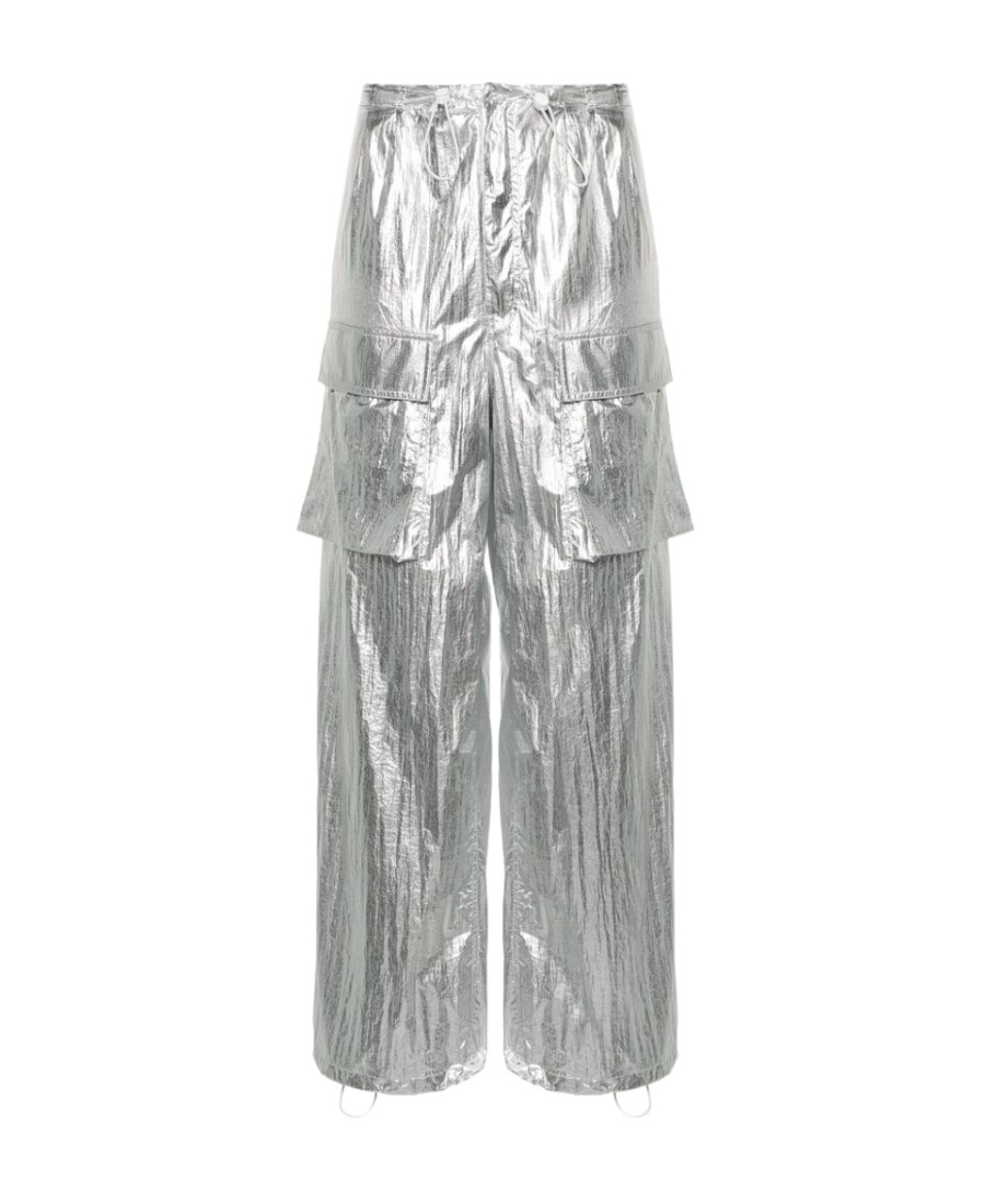 Mm6 Maison Margiela Drawstring-fastening Metallic Trousers In Gray