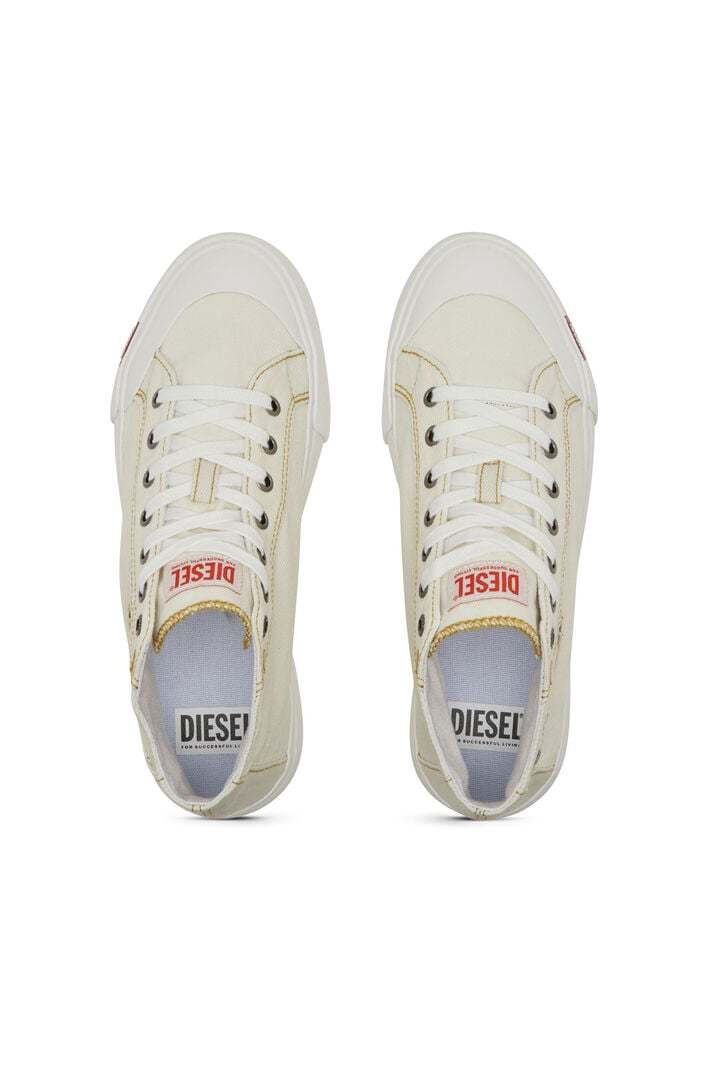 Shop Diesel Denim High-top Casual Shoes In Nude