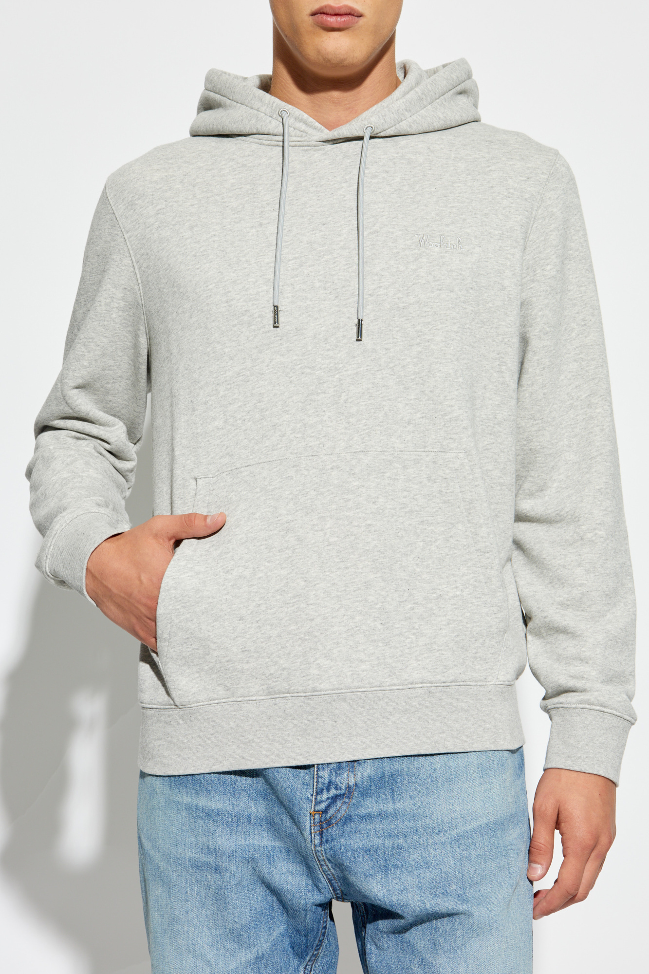 Woolrich Logo-embroidered Cotton Hoodie In White