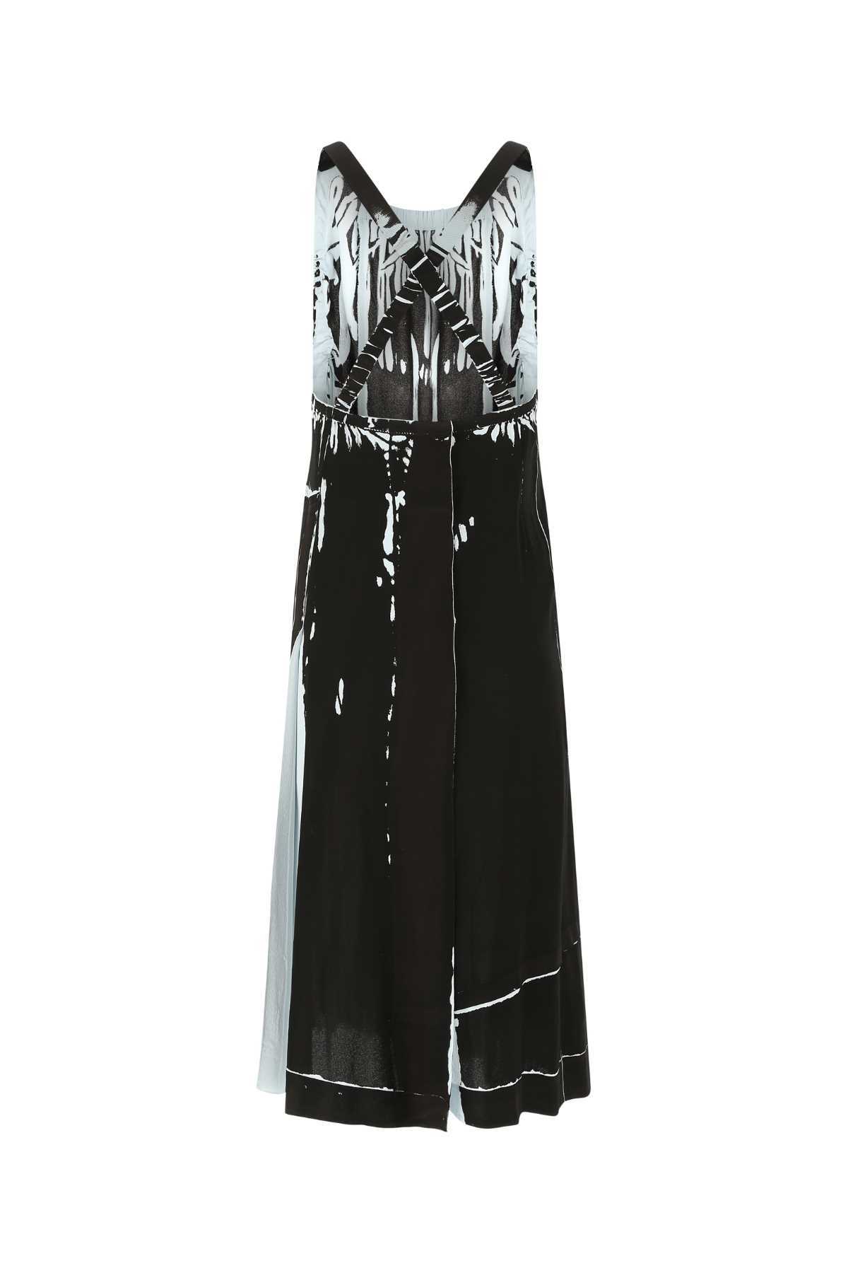 Prada `re-edition` Printed `sablé` Dress In Black