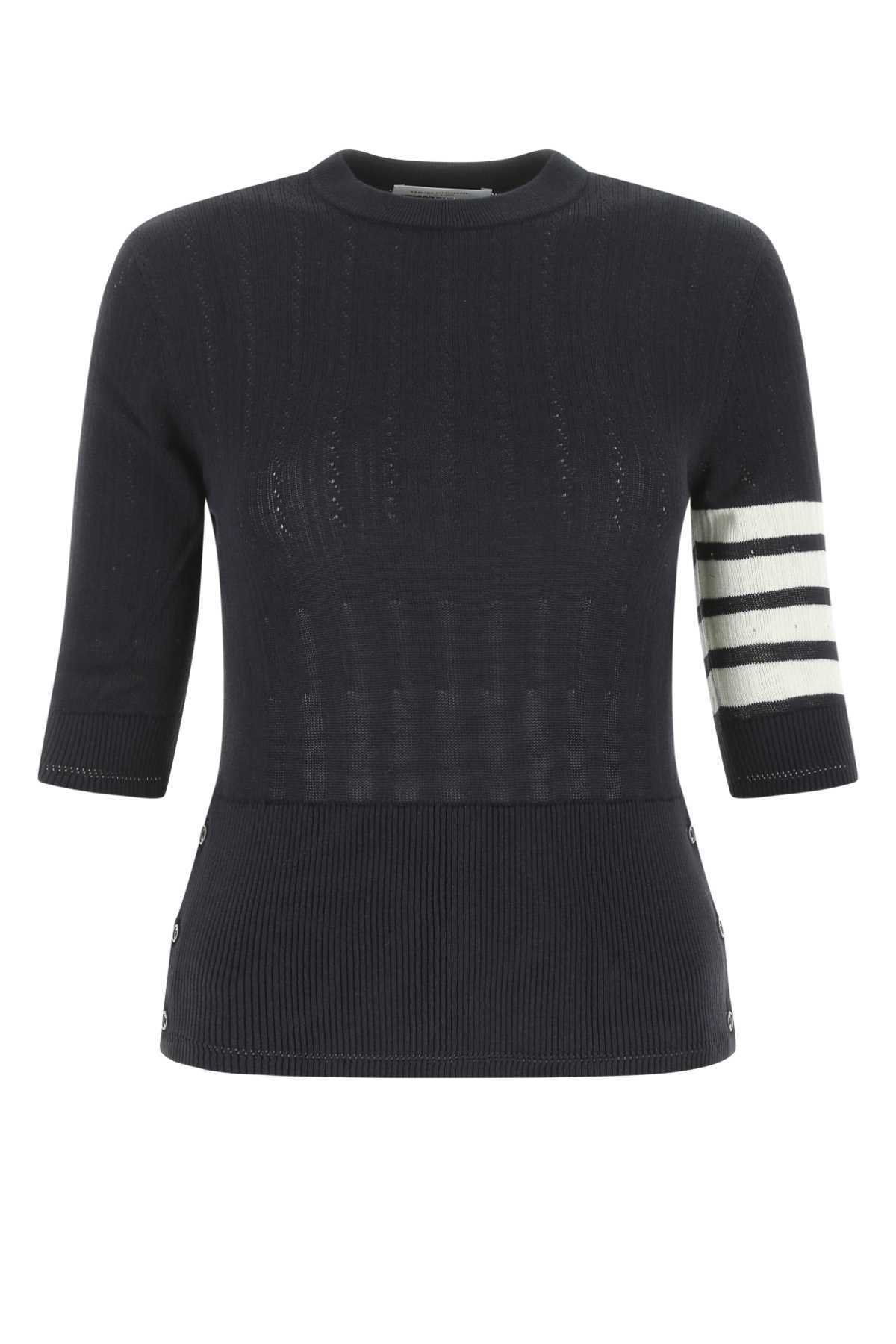 Thom Browne Stripe-detail Knitted Top In Black