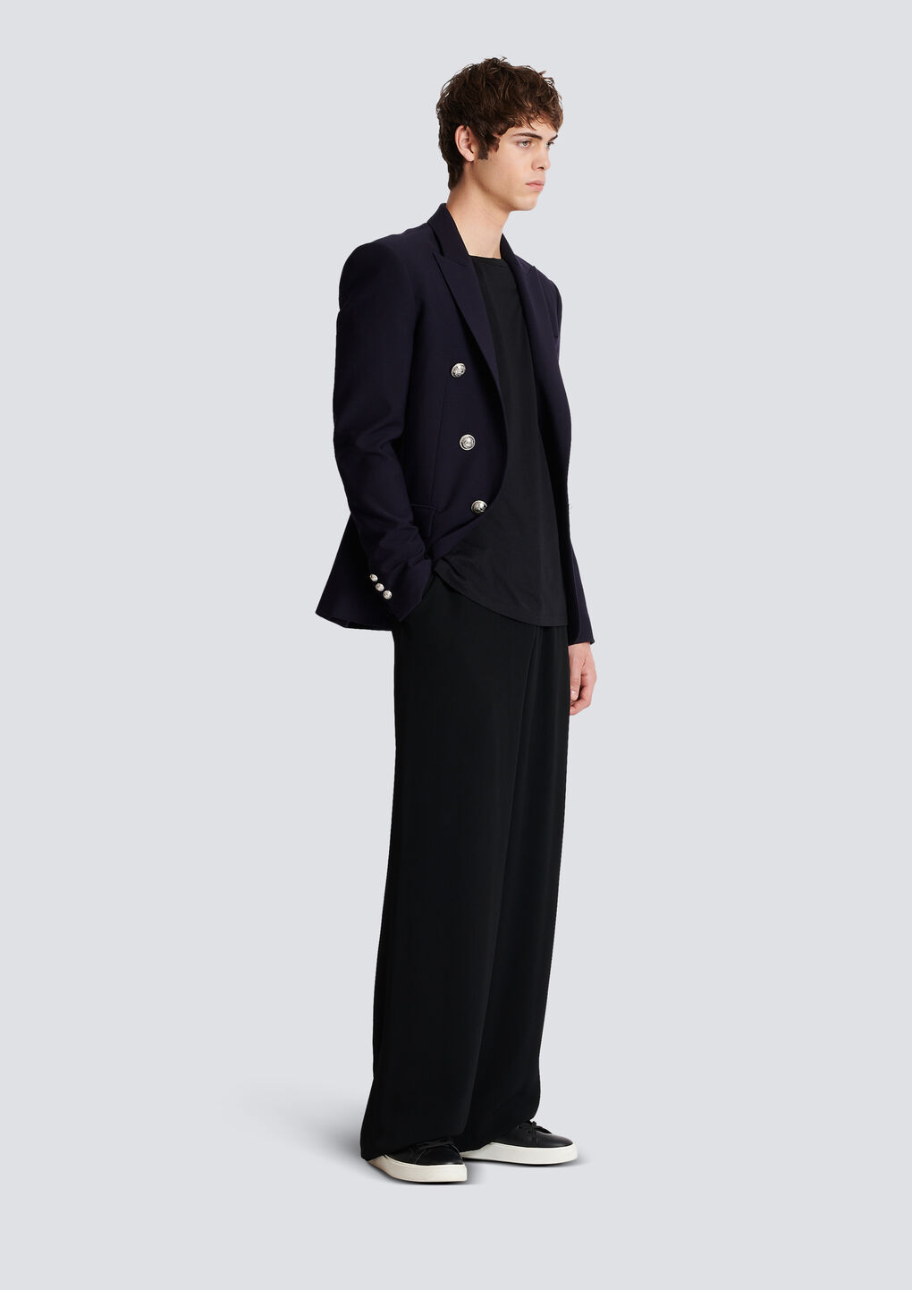 Shop Balmain Embossed-button Detail Blazer In Black