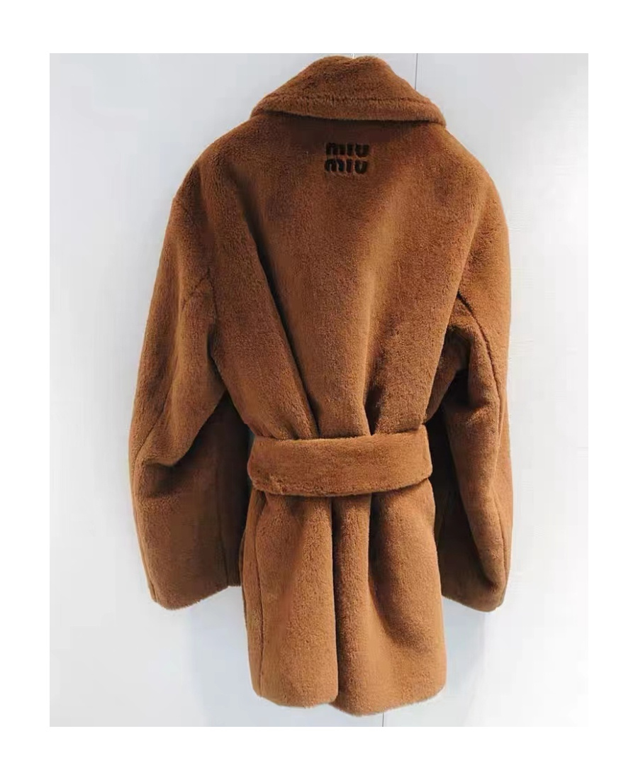 Miu Miu Single-breasted Coat In Brown