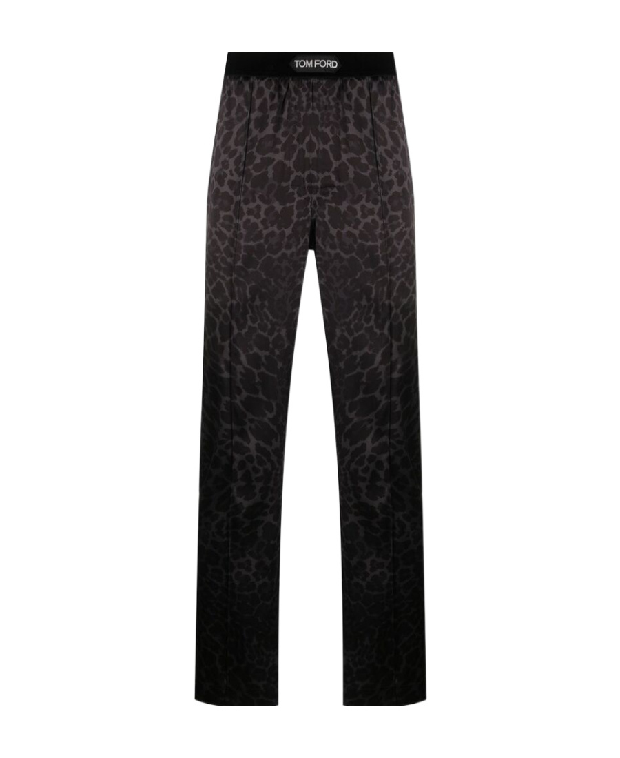 Tom Ford Reflective Leopard Print Pyjamas In Black
