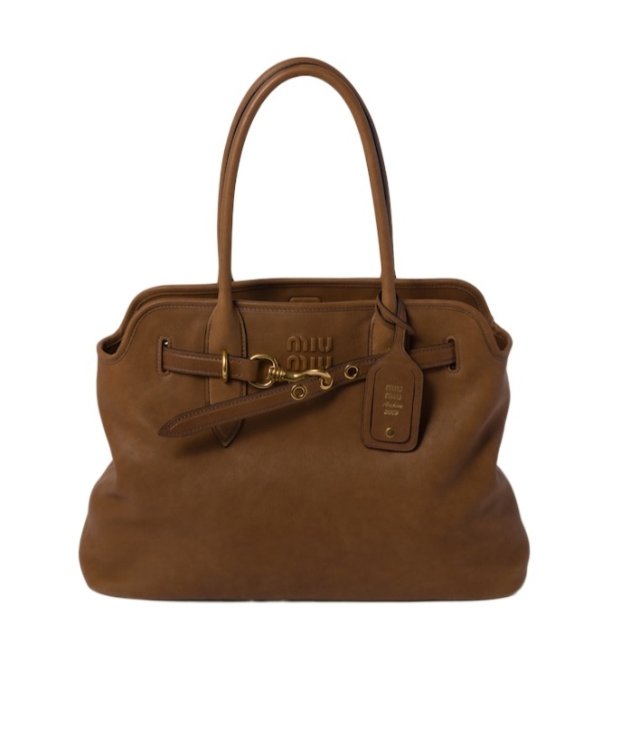 Shop Miu Miu Aventure Nappa Leather Bag In Brown