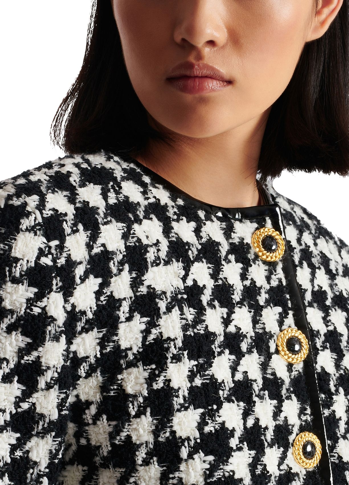 BALMAIN CASUAL JACKET WITH HOUNDSTOOTH PATTERN