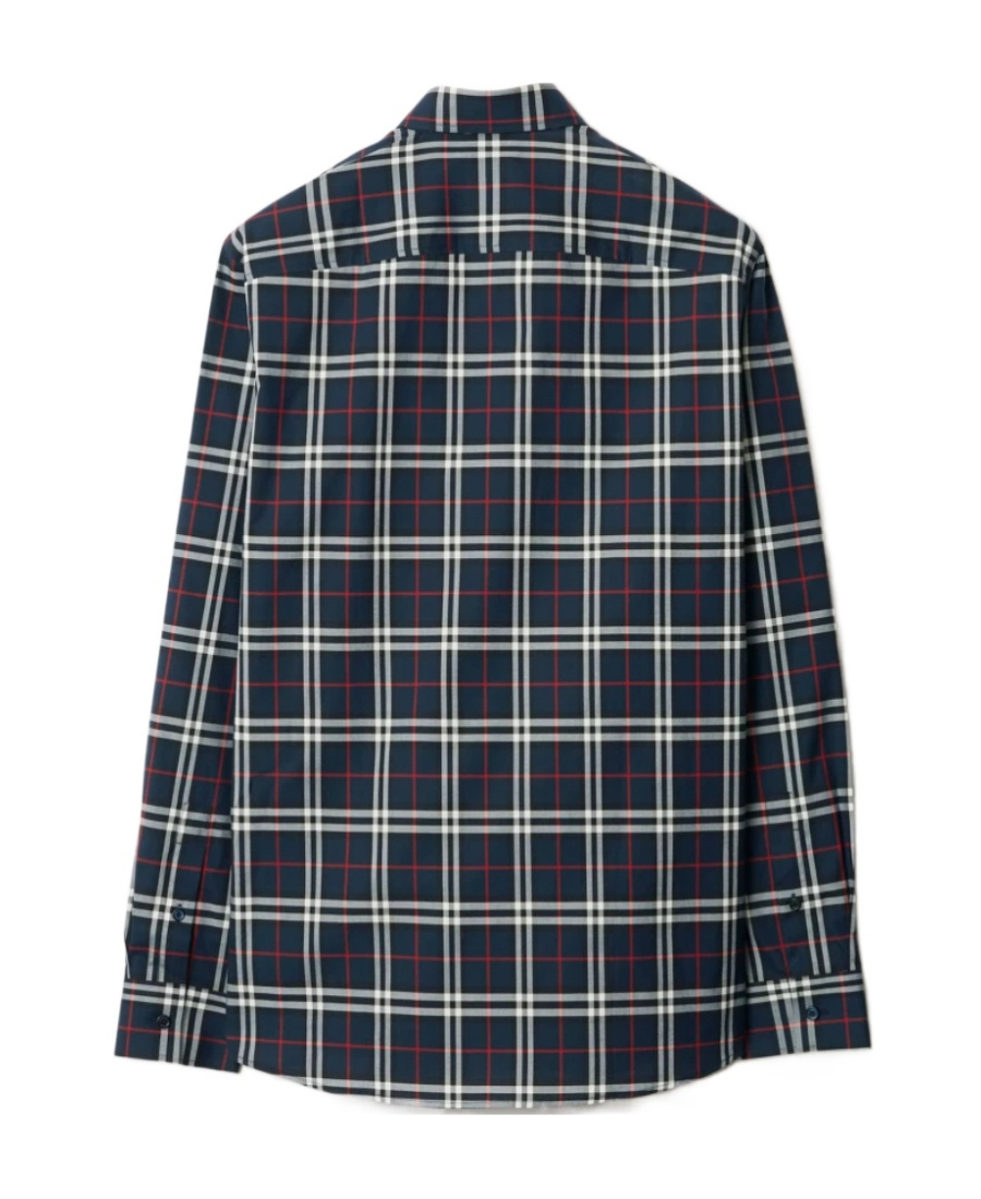 Burberry Simpson Checked Cotton Shirt In Blue