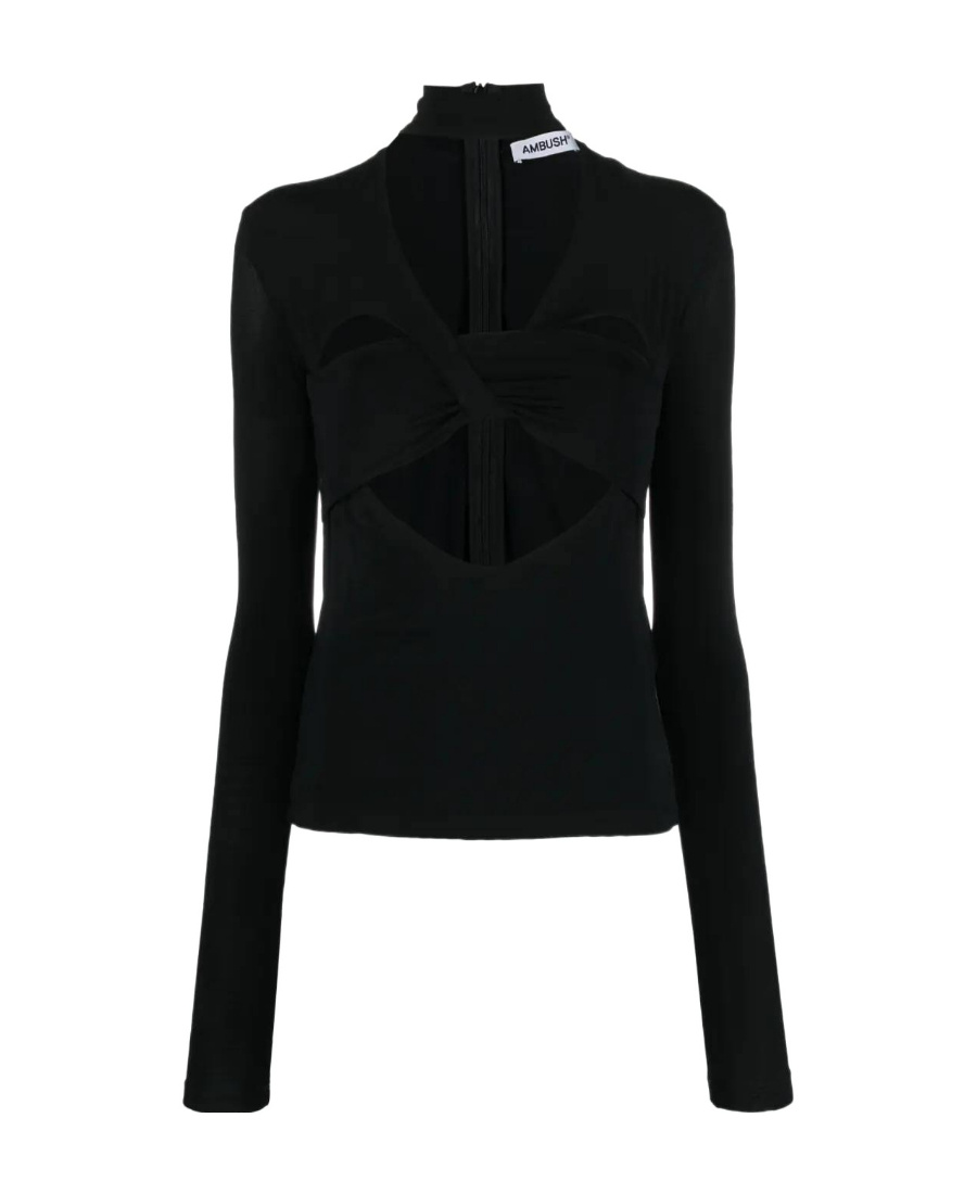 Shop Ambush Cut-out High-neck Top In Black