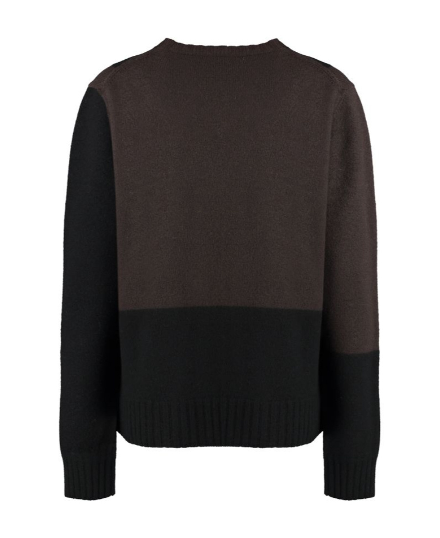 Jil Sander Geometric Pattern Crew-neck Wool Sweater In Black