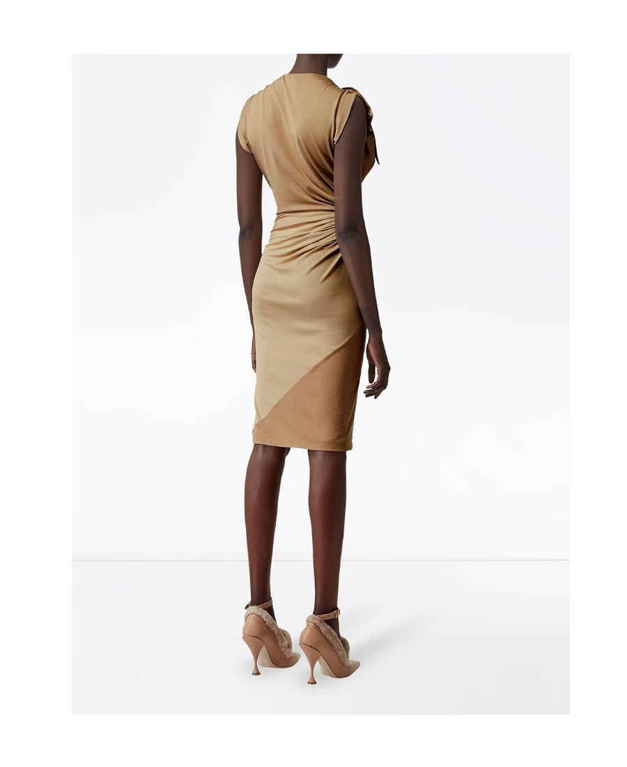 Burberry Tie Detail Tri-tone Silk Jersey Dress In Nude