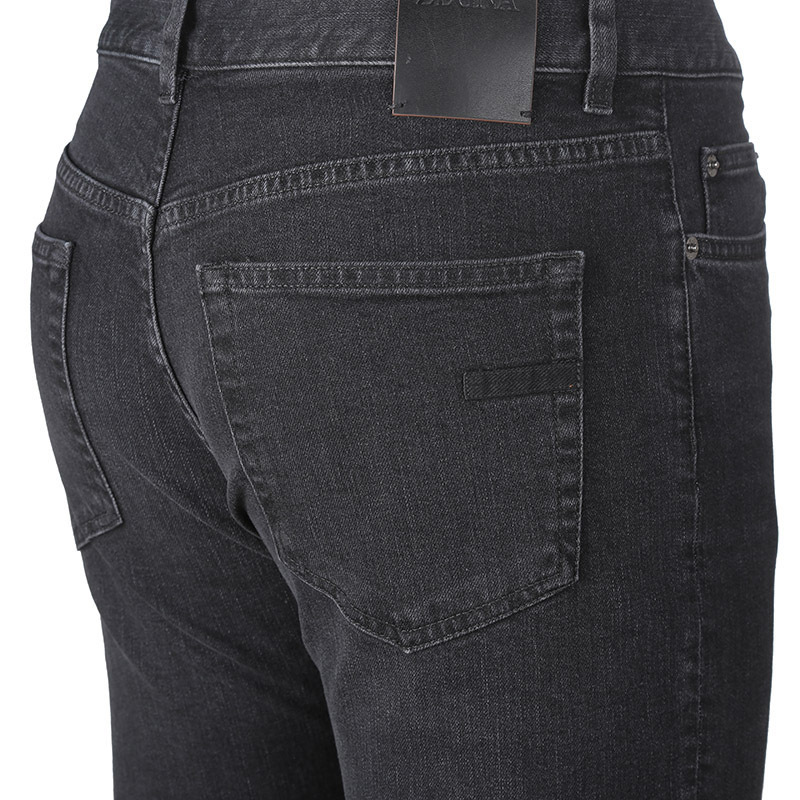 Shop Zegna Tapered Five-pocket Jeans In Black