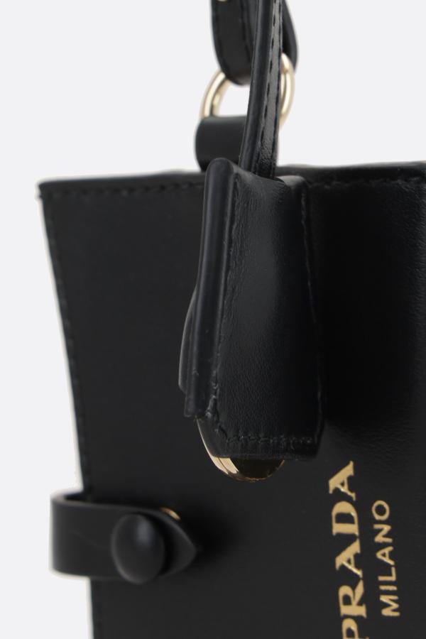 Prada Leather Mirror Case Pendant In Black