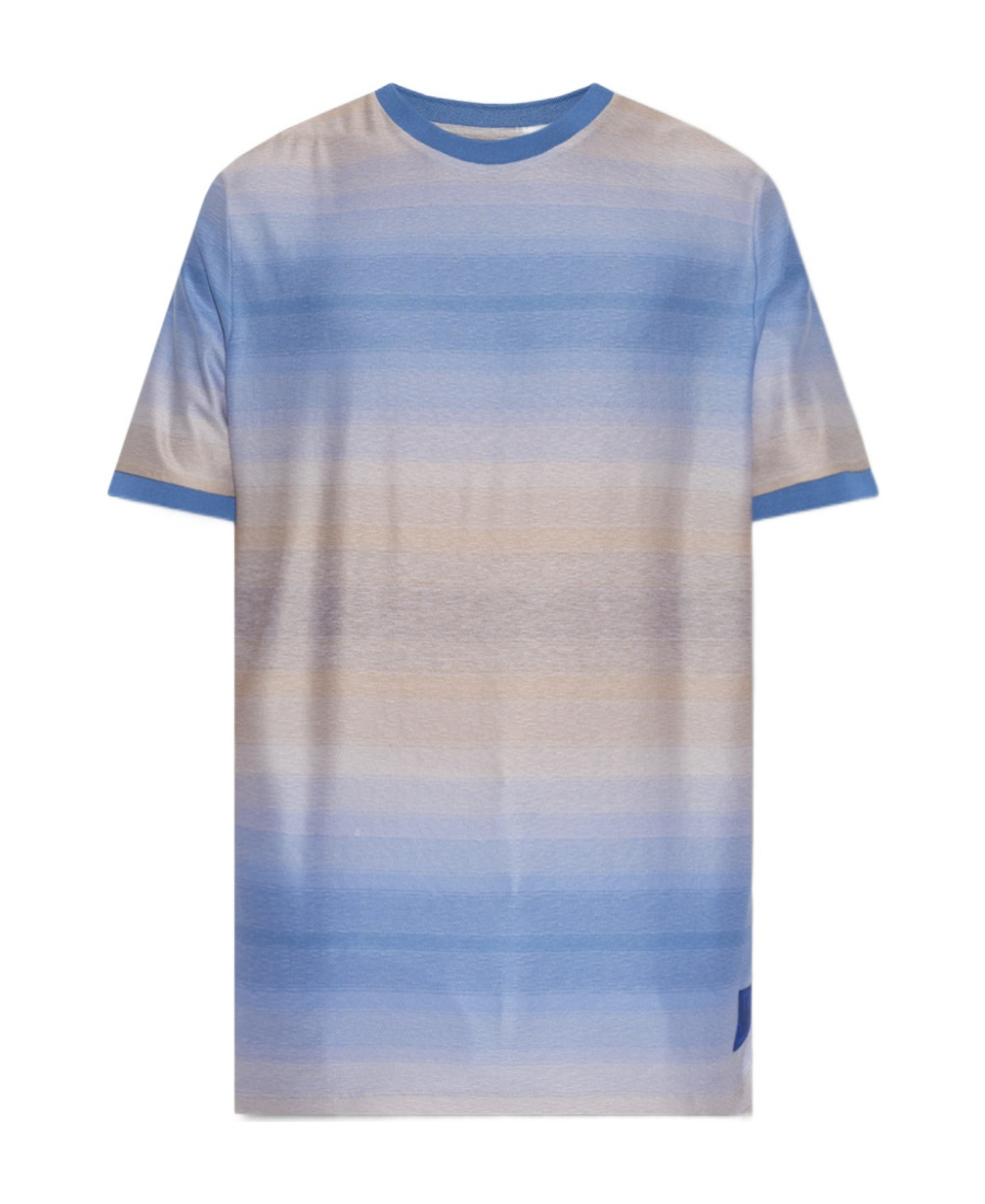 Paul Smith Stripe-pattern Cotton T-shirt In Blue