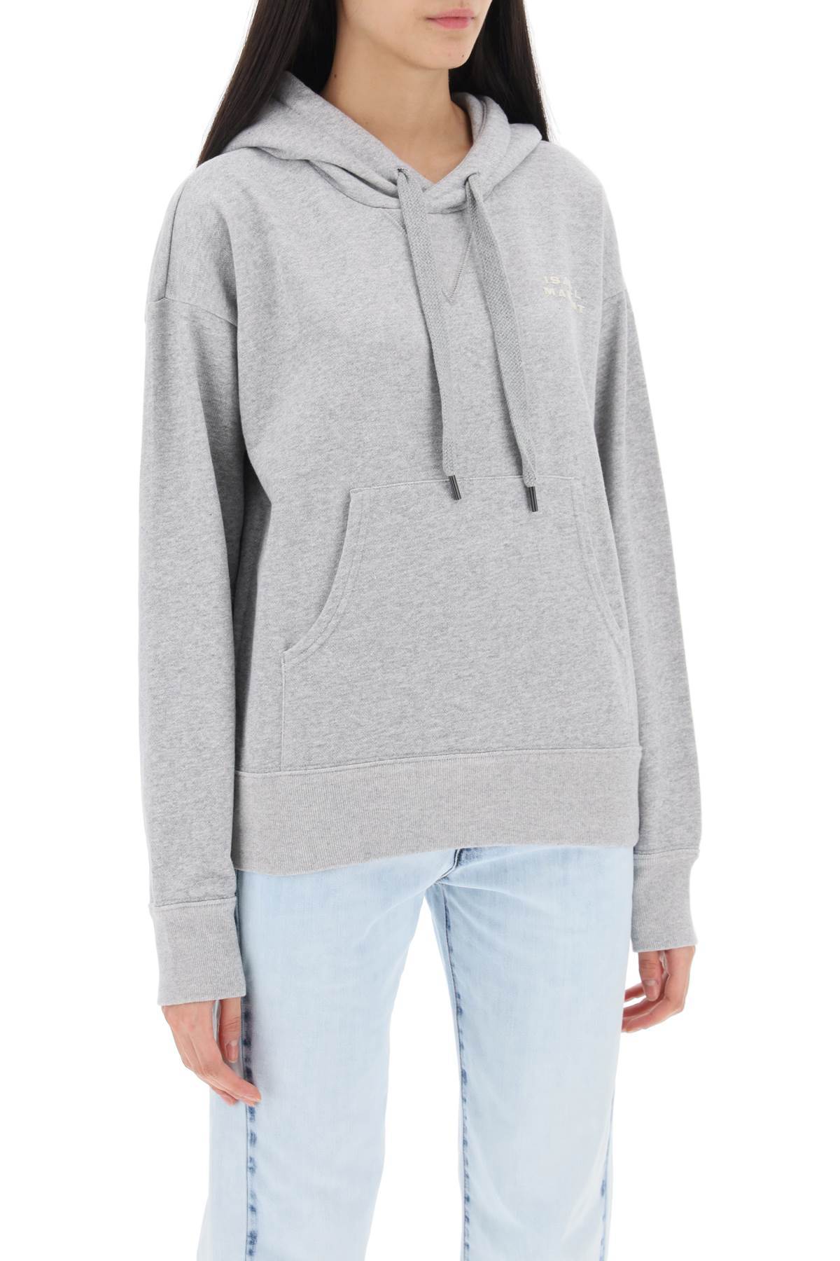 Isabel Marant Sylla Logo Embroidered Drawstring Hoodie In White
