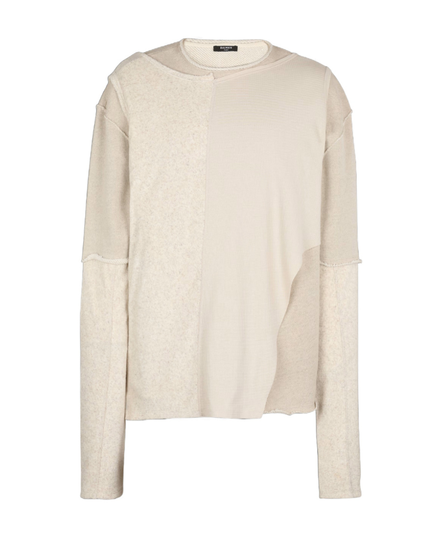 Balmain Patchwork Long-sleeve Top In White