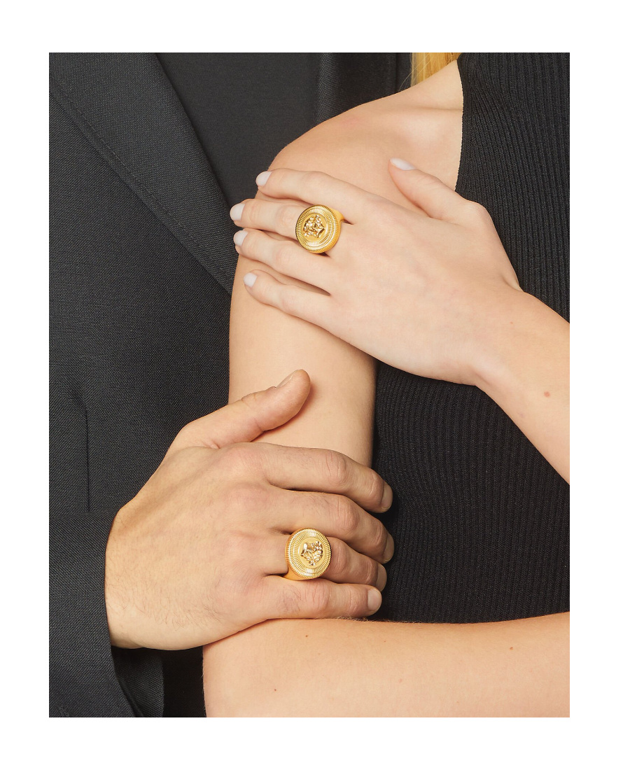 Versace Medusa Biggie Ring In Yellow