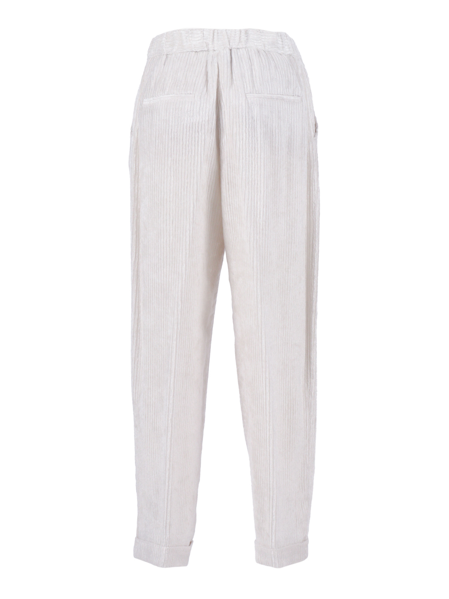 Peserico Relaxed Fit Trousers With Textured Ribbing In White