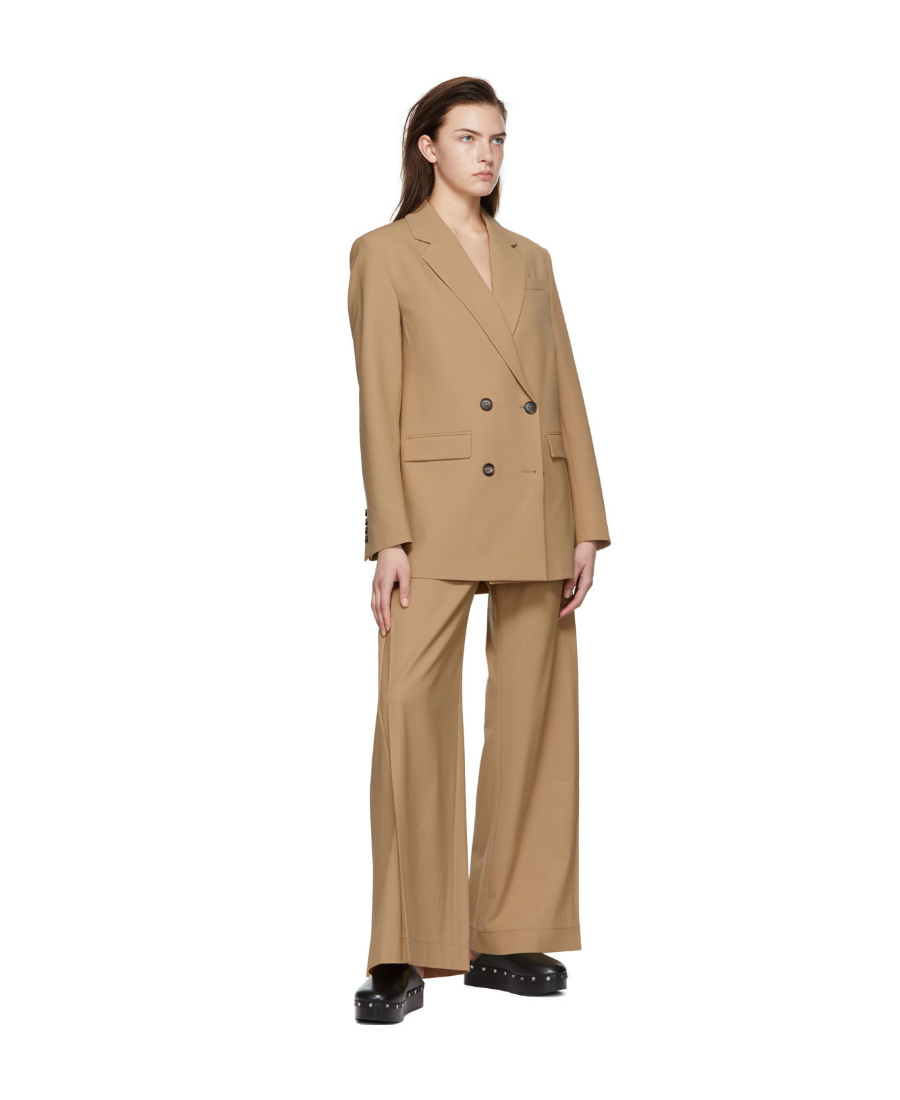 Co Mid-waist Polyester Plain Casual Pants In Nude