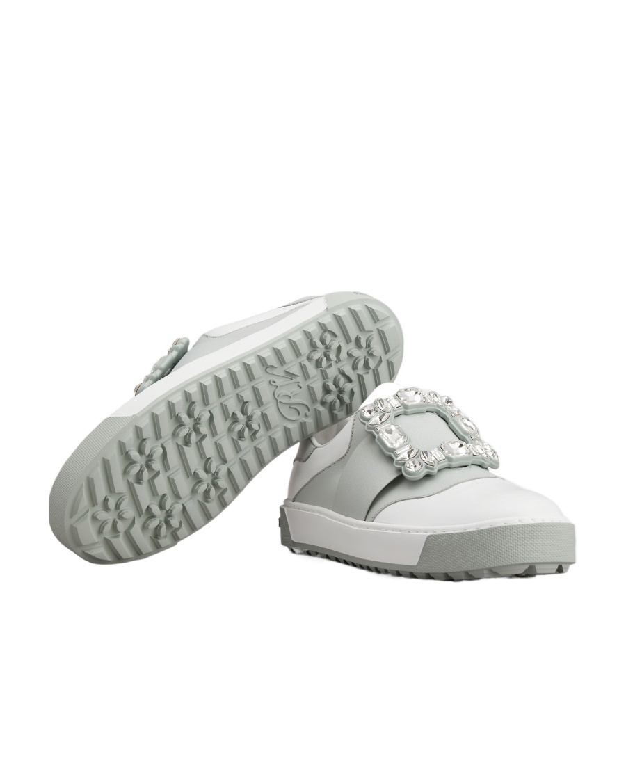 ROGER VIVIER VERY VIVIER STRASS BUCKLE SNEAKERS IN LEATHER