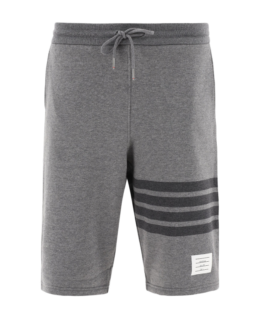 Thom Browne Tonal 4-bar Loopback Track Shorts In Gray