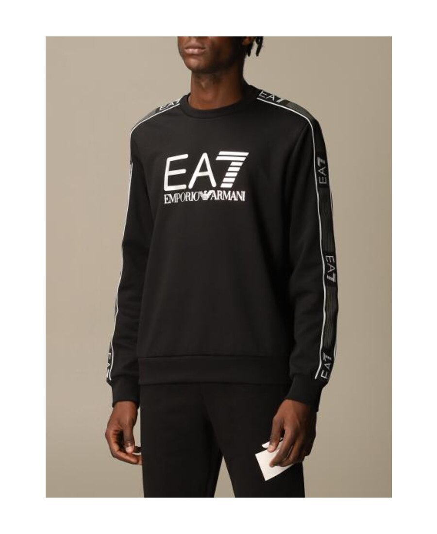 Ea7 Logo Printed Pullover Sweater In Black