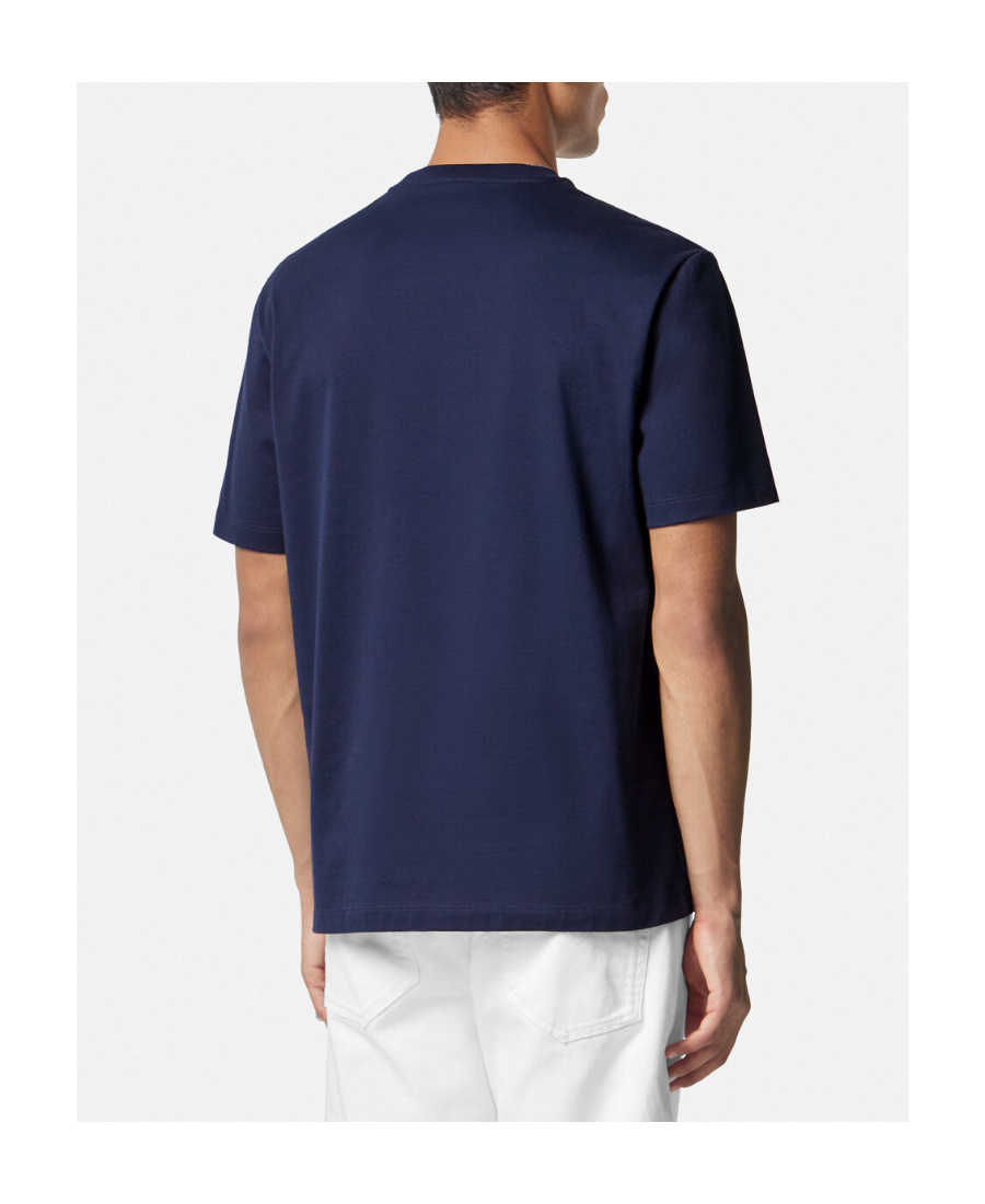 Versace Graphic Print Crew Neck T-shirt In Blue