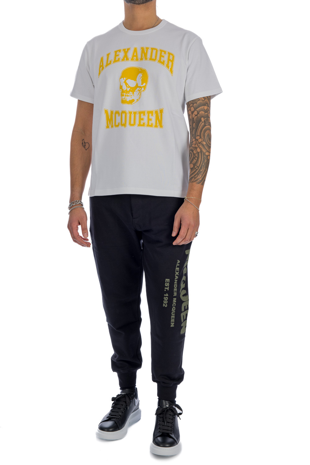 Alexander Mcqueen Varsity Logo-print T-shirt In Gray