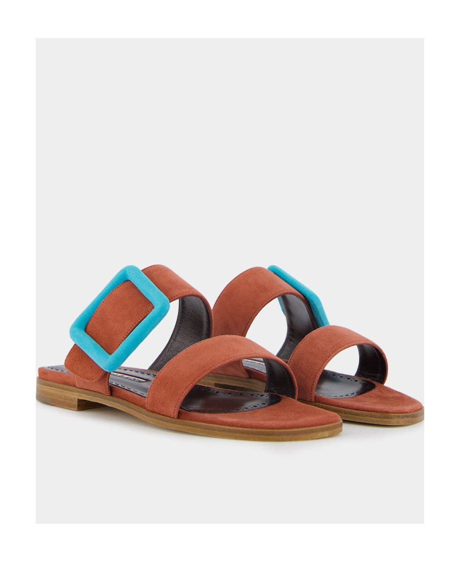 Manolo Blahnik Buckle-detailed Open Toe Sandals In Blue