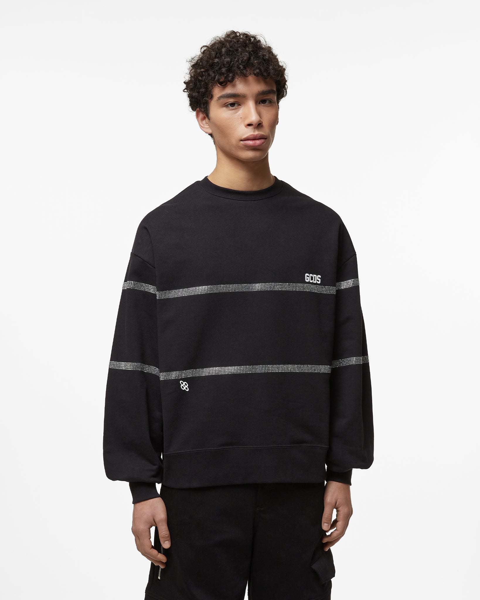 Gcds Cotton Sweatshirt With Frontal Logo Patch In Black