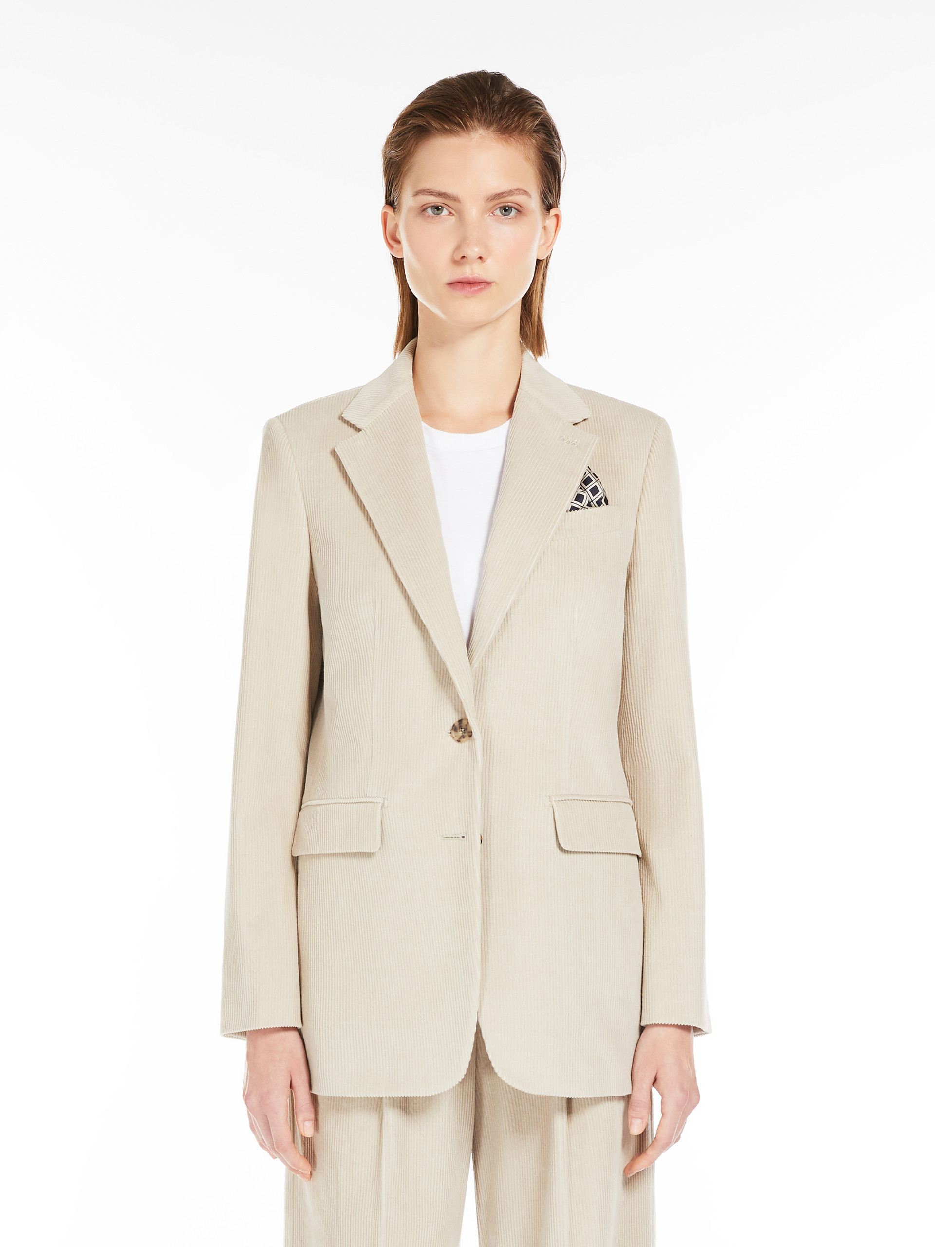 Max Mara Corduroy Single-breasted Cashmere Blazer In White