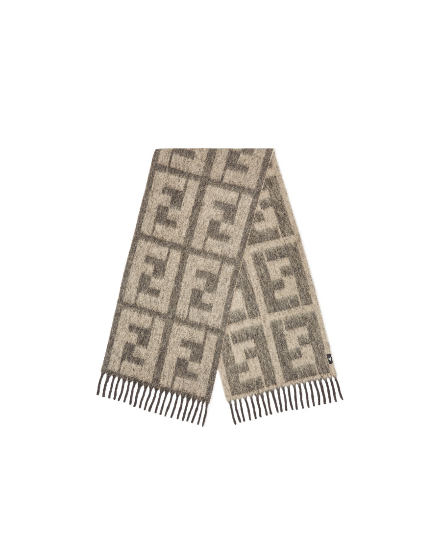 FENDI FF-PATTERN WOOL-BLEND SCARF 