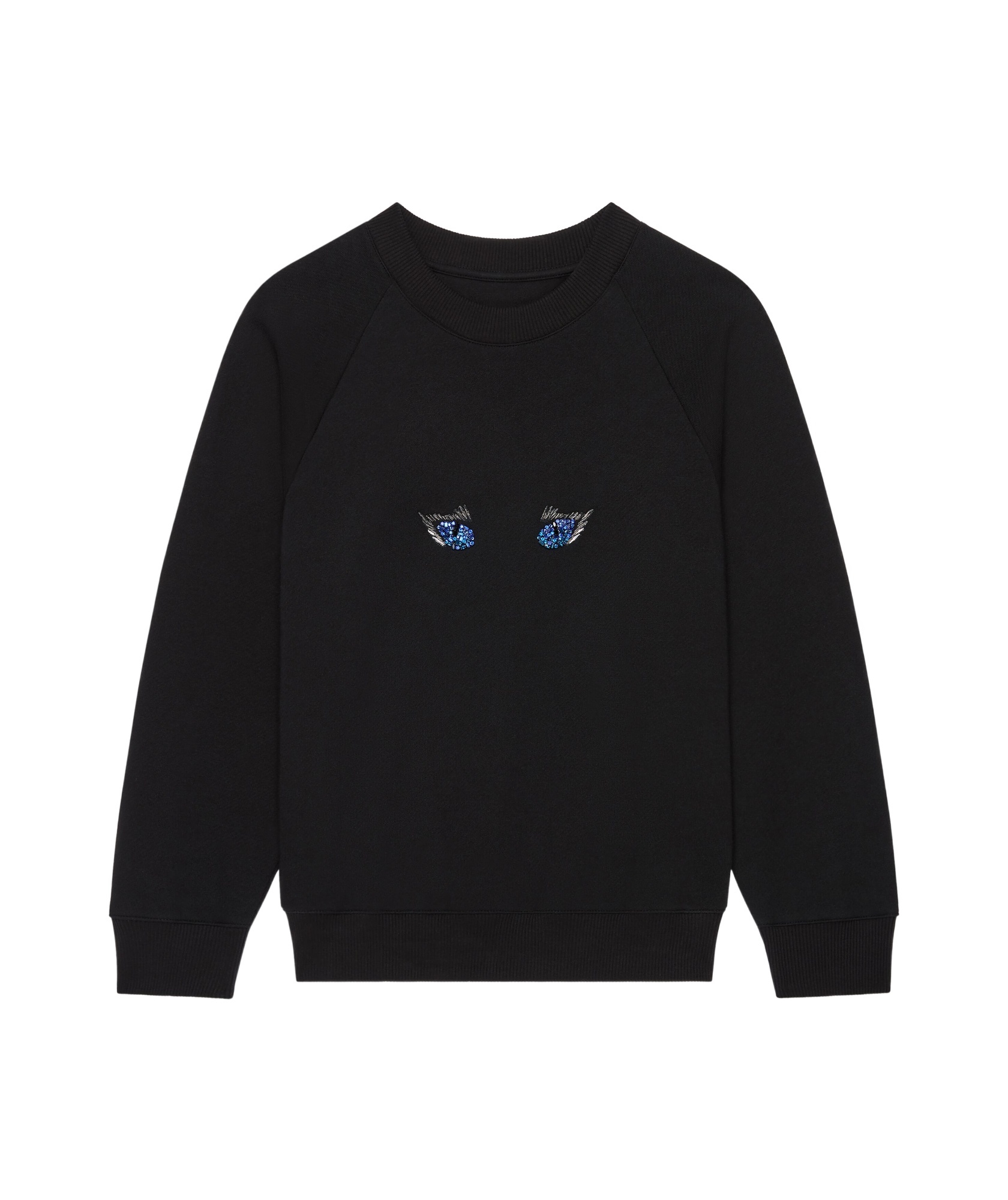 Givenchy Slim Fit Sweatshirt In Fleece With Cat Eye Embroidery In Black