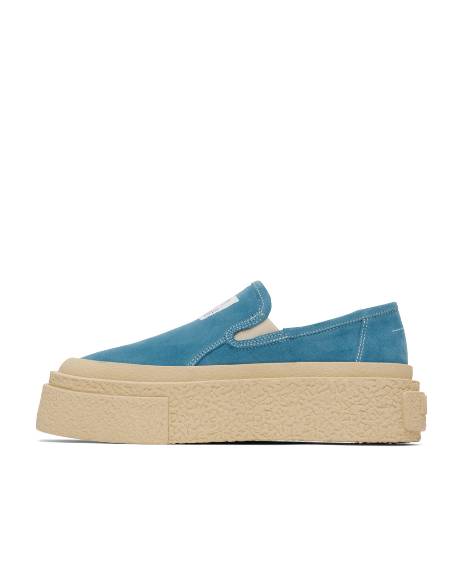Mm6 Maison Margiela Logo-patch Suede Flatform Sneakers In Nude