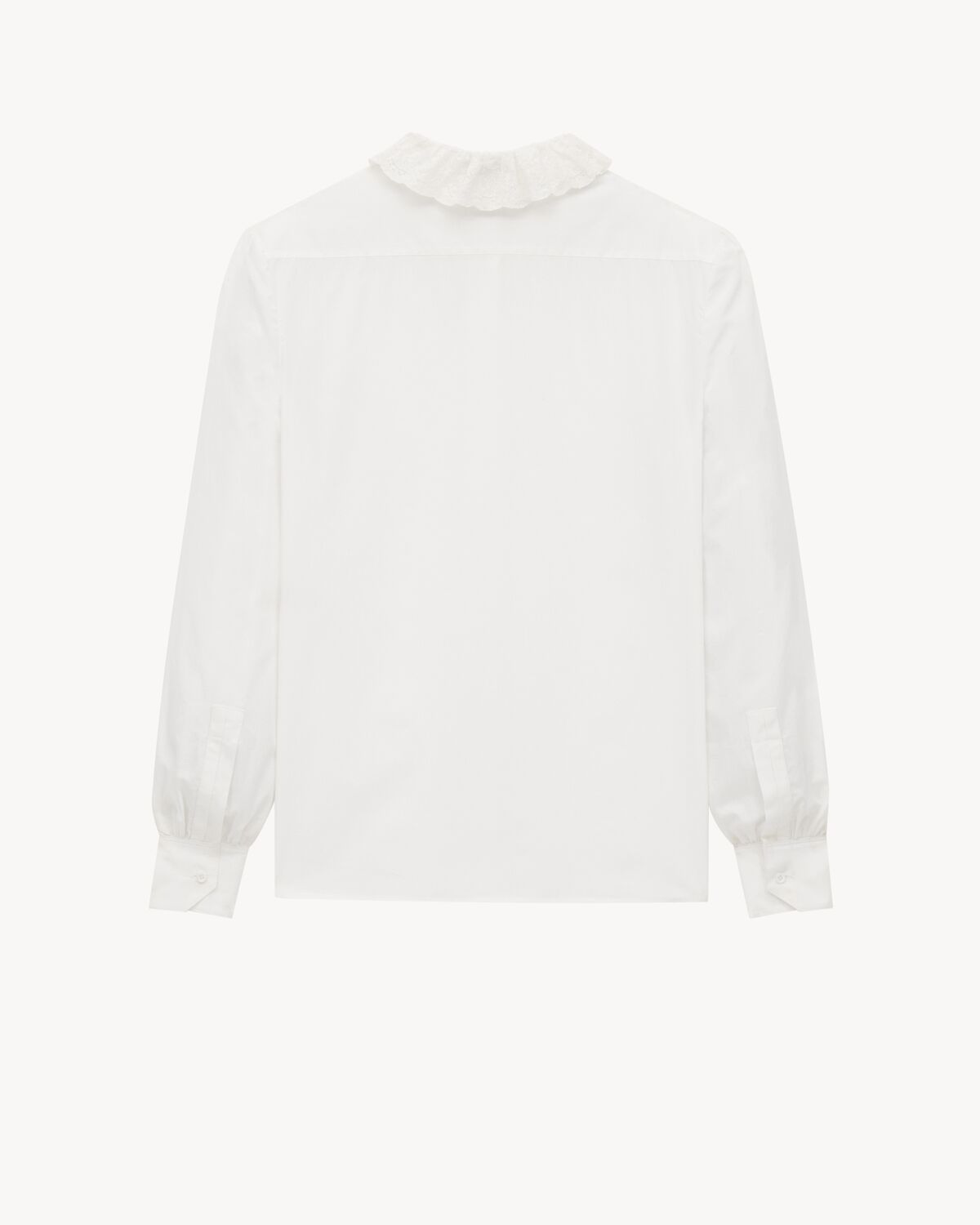 Saint Laurent Lace-trimmed Cotton Poplin Blouse In White