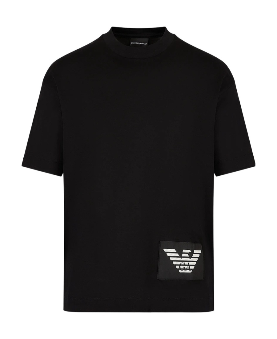 Emporio Armani Logo-patch Cotton T-shirt In Black