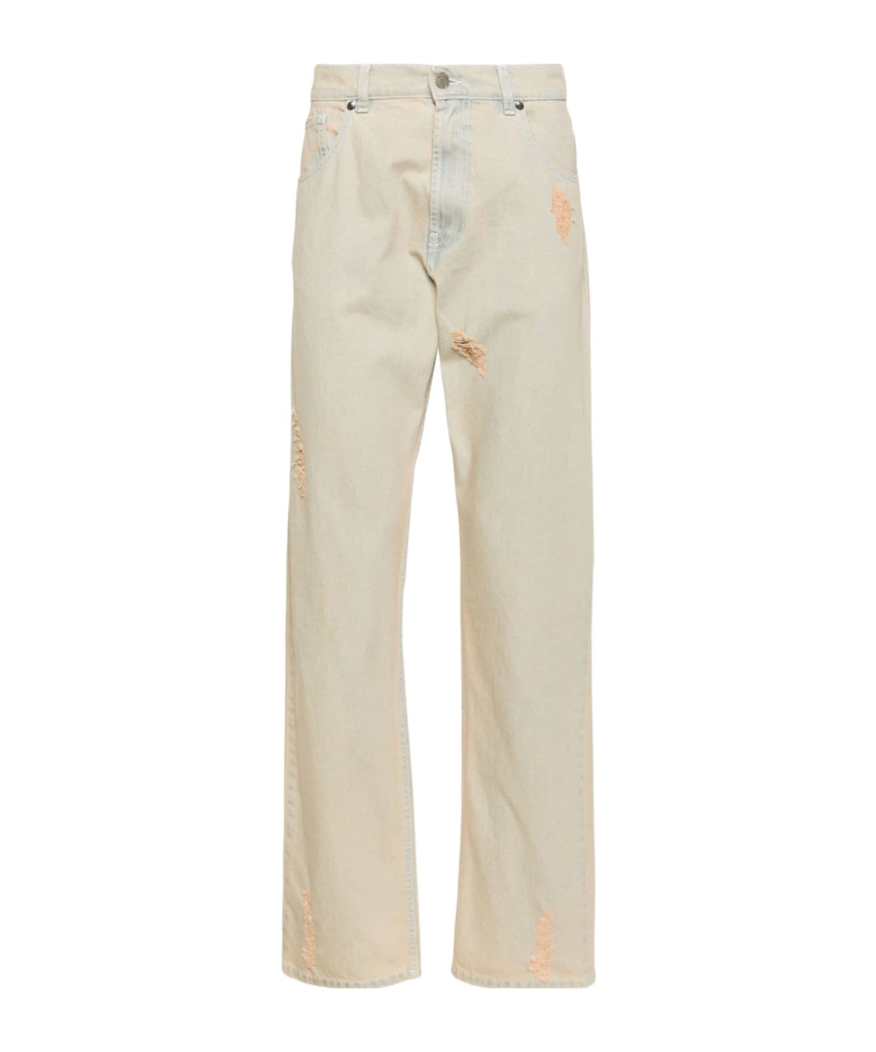 Msgm Mid-rise Straight-leg Distressed Jeans In Nude