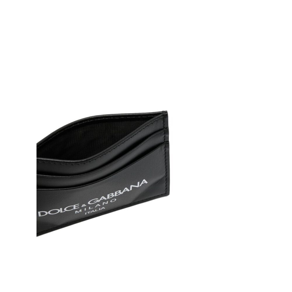 Dolce & Gabbana Logo-print Leather Card Holder In Black
