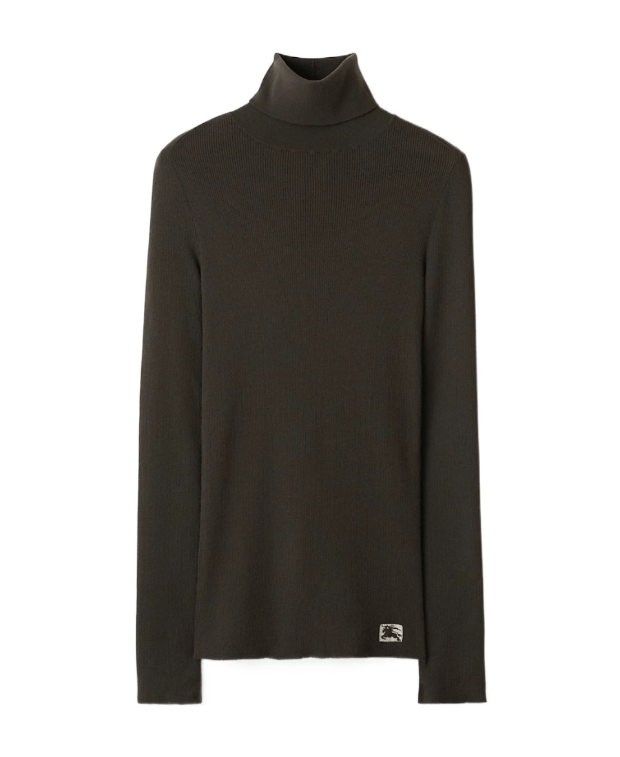 Burberry Equestrian Knight Wool-blend Roll-neck Jumper In Black
