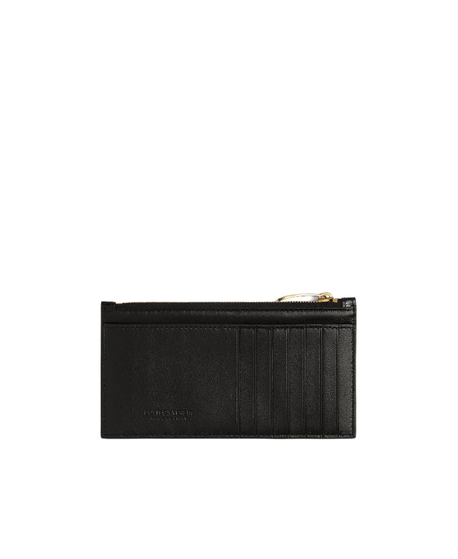 Bottega Veneta Intrecciato Zipped Card Case In Black