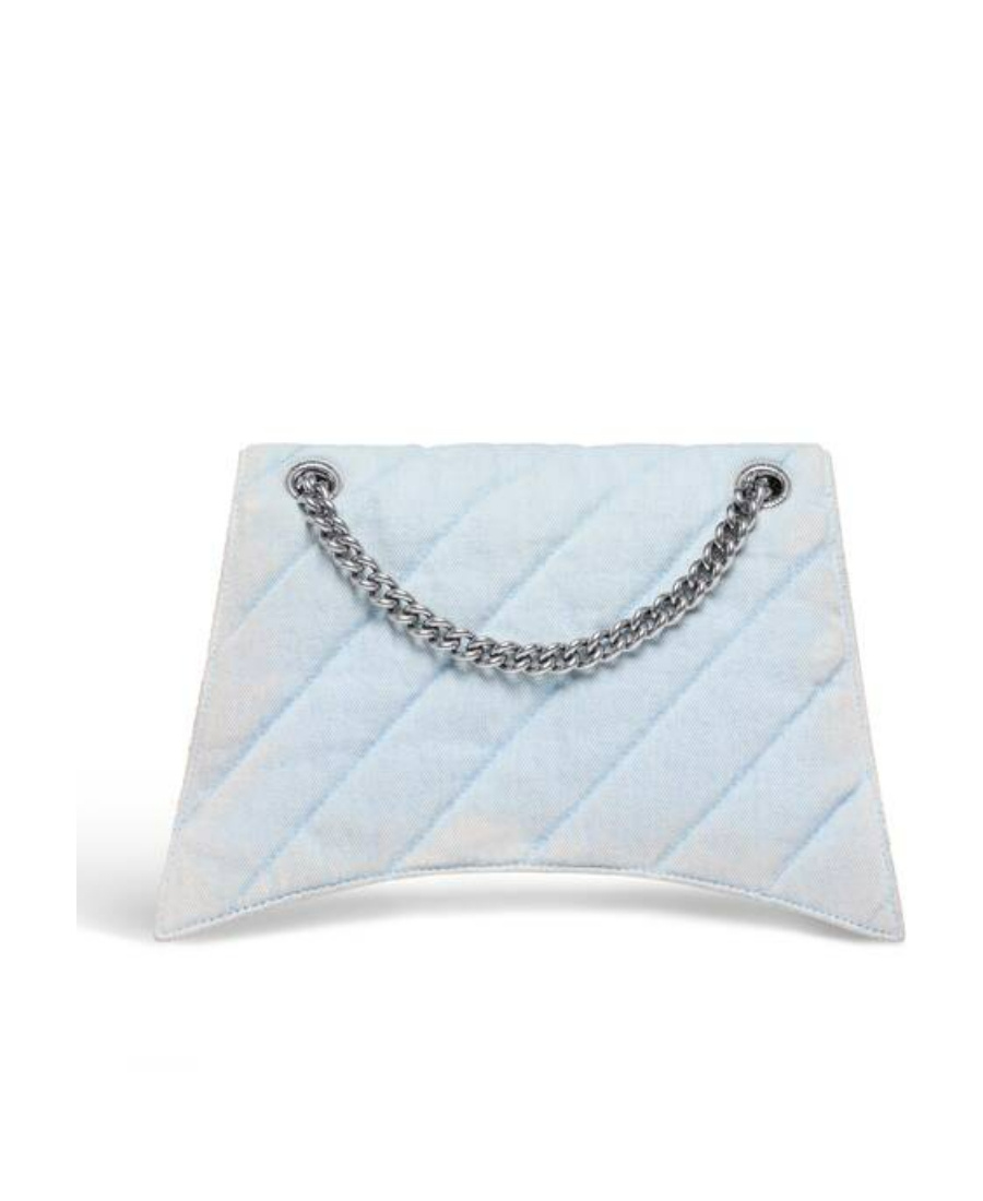 Balenciaga Medium Crush Quilted Denim Shoulder Bag In Blue