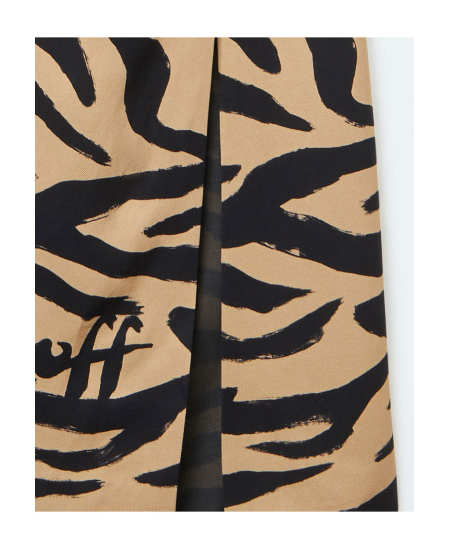 Off-white Zebra Print Side-slit Dress In Black