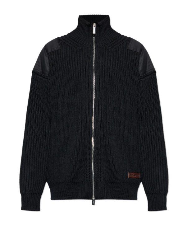 Dsquared2 Zip Shoulder-panel Cardigan In Black