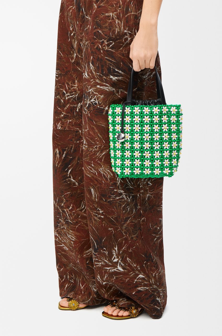 Loewe Mini Tote In Beads And Lambskin In Multi