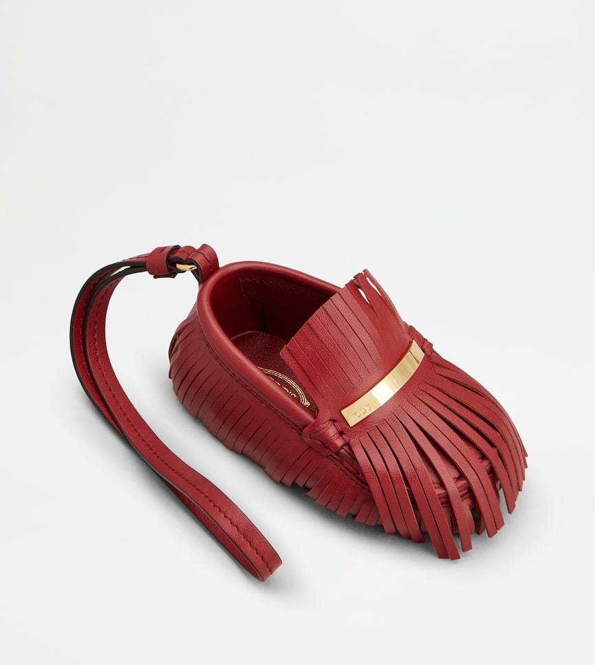 Tod's Leather Gommino Driver Shoe Charm In Red