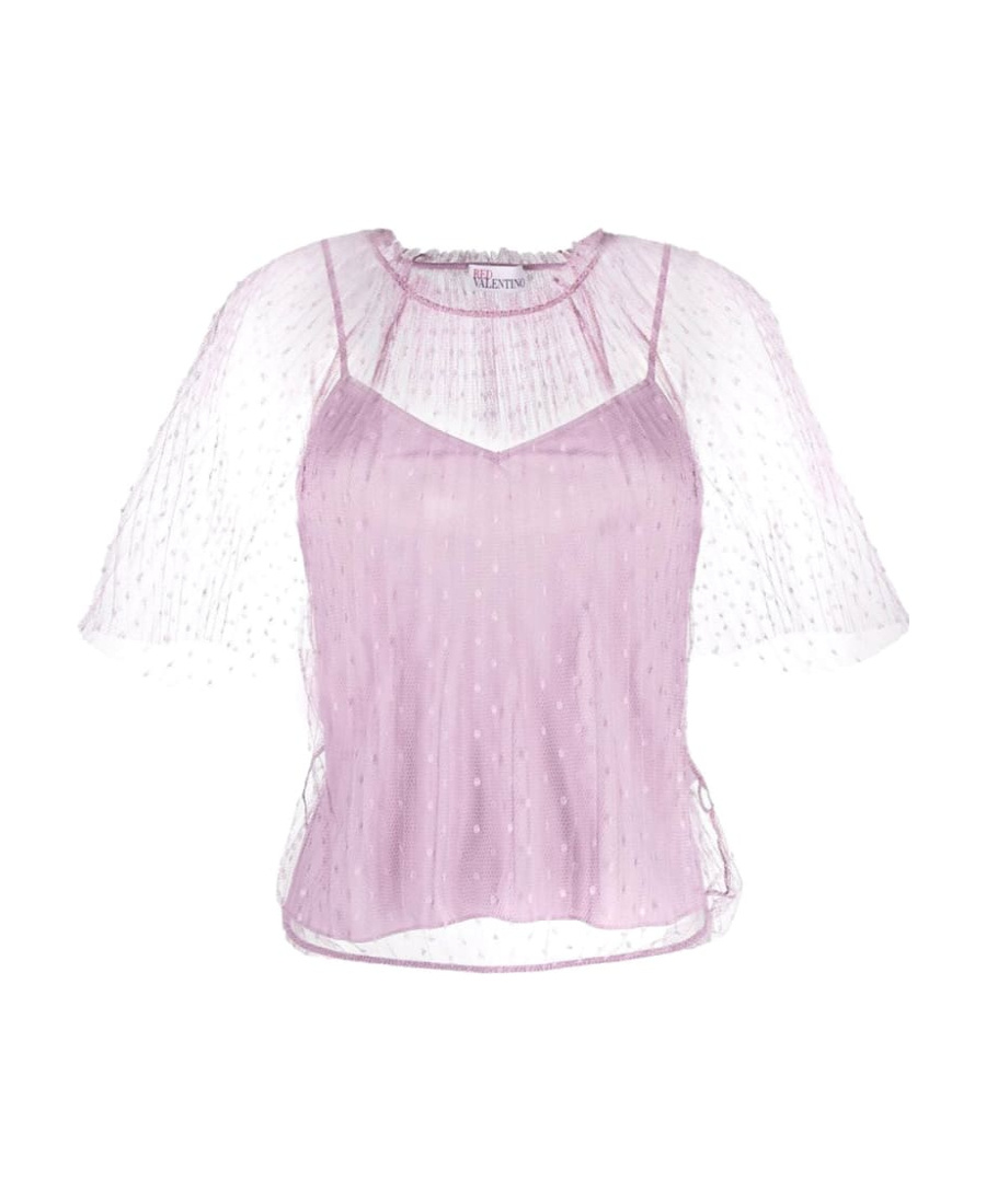 Red Valentino Mesh Tulle Blouse In White