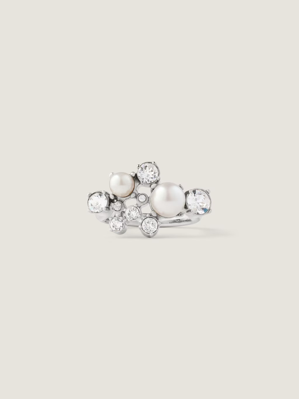 Givenchy Crystal Pearl Ring In Metal, Crystals And Pearls In Neutral